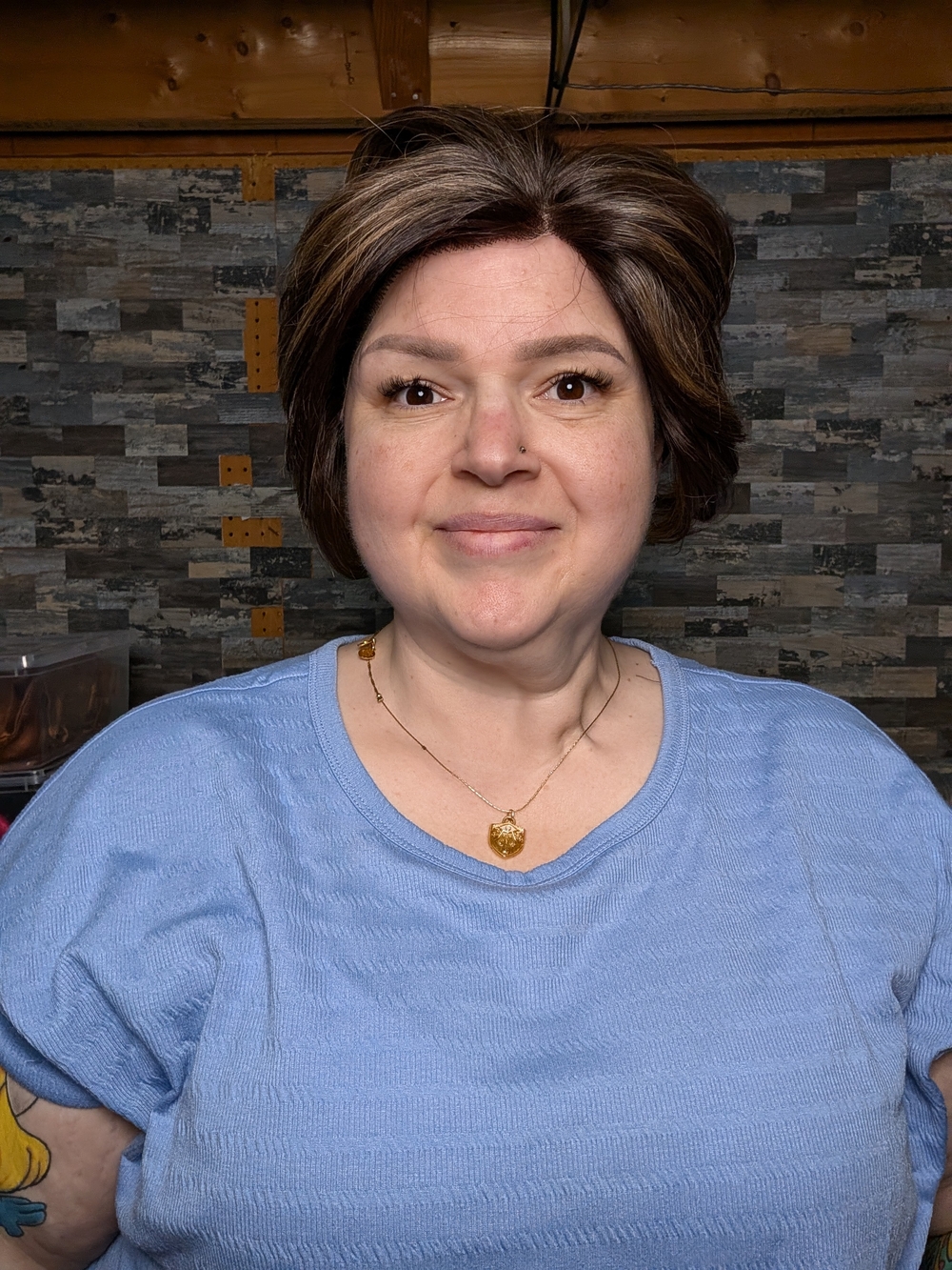 Carmi Wig Short Layered Brown Wig with Subtle Highlights By Martini Wigs